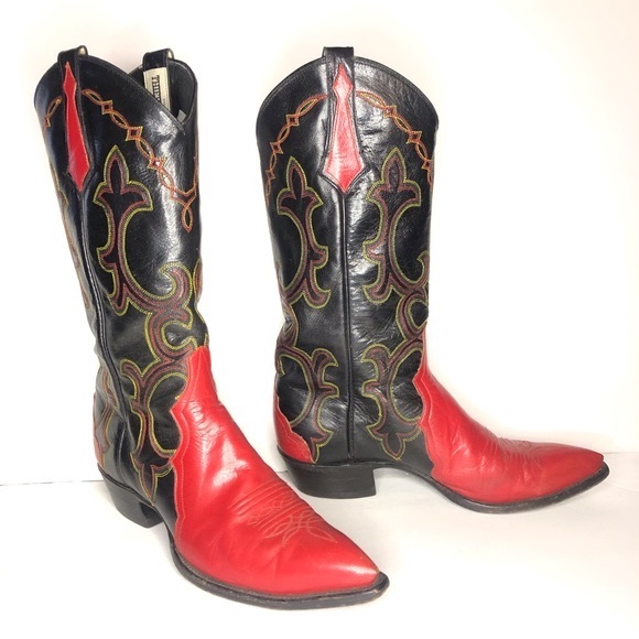 Thieves of Market Black and Red Cowboy Boots - Picture 2 of 8